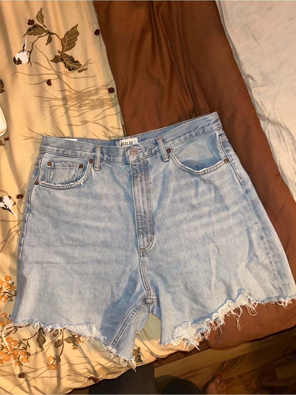 AGOLDE Stella Light Blue High-Rise Denim Shorts